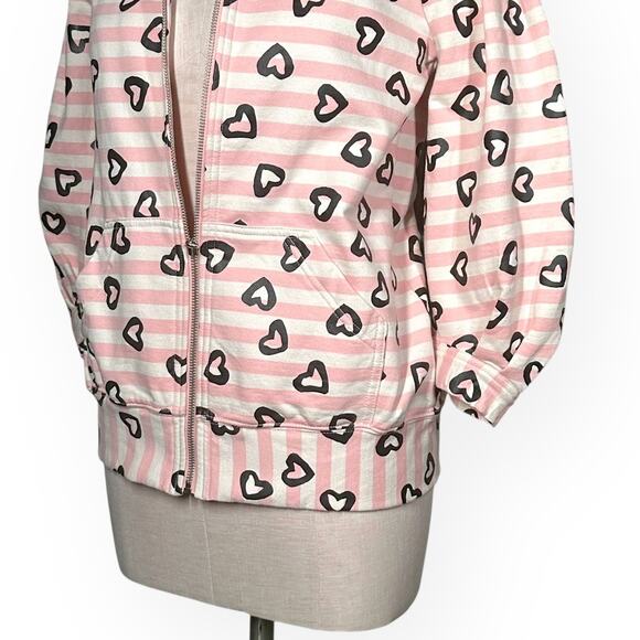 Rare MARC JACOBS Zip Hoodie Pleated Jacket Striped Heart Gorpcore Pink Whimsical - Picture 3 of 13